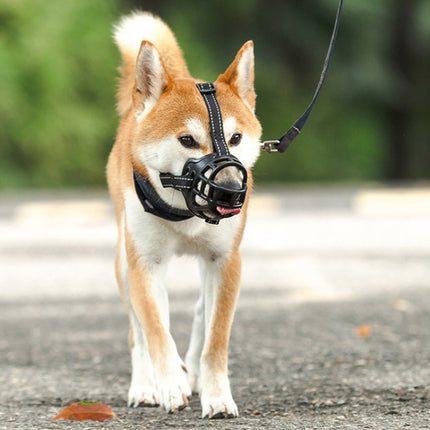 Reflective Pet Mouth Cover Anti-bite Anti-Chewing Adjustable Dog Muzzle Dog Mask, Size: NO.6(Black)-garmade.com