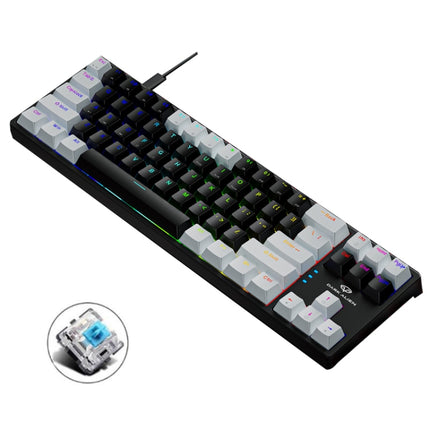 Dark Alien K710 71 Keys Glowing Game Wired Keyboard, Cable Length: 1.8m, Color: White Black Green Shaft-garmade.com
