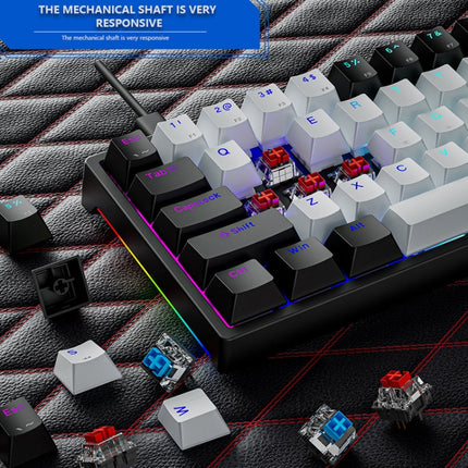 Dark Alien K710 71 Keys Glowing Game Wired Keyboard, Cable Length: 1.8m, Color: Black White Red Shaft-garmade.com