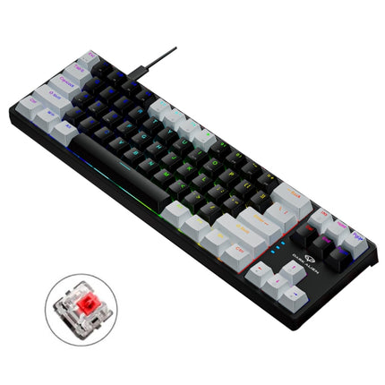 Dark Alien K710 71 Keys Glowing Game Wired Keyboard, Cable Length: 1.8m, Color: White Black Red Shaft-garmade.com