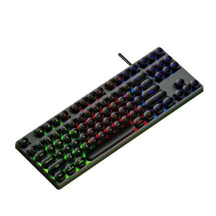 Dark Alien DK100 87 Keys Hot Plug-In Glowing Game Wired Mechanical Keyboard, Cable Length: 1.3m(Black)-garmade.com