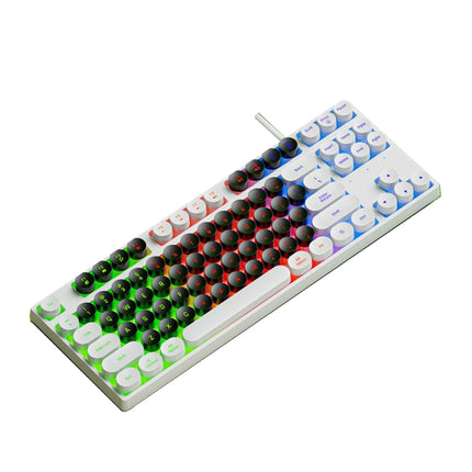 Dark Alien DK100 87 Keys Hot Plug-In Glowing Game Wired Mechanical Keyboard, Cable Length: 1.3m(White Black)-garmade.com