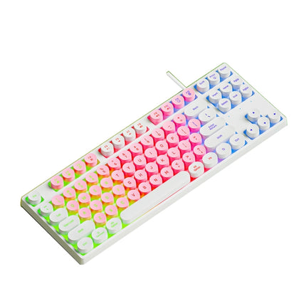 Dark Alien DK100 87 Keys Hot Plug-In Glowing Game Wired Mechanical Keyboard, Cable Length: 1.3m(White Pink)-garmade.com