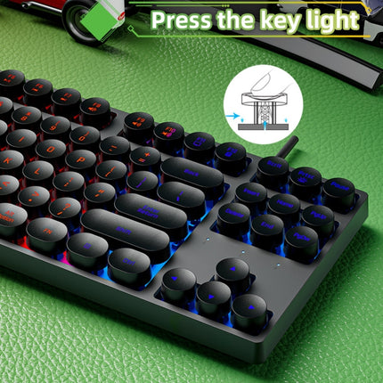 Dark Alien DK100 87 Keys Hot Plug-In Glowing Game Wired Mechanical Keyboard, Cable Length: 1.3m(Black White)-garmade.com