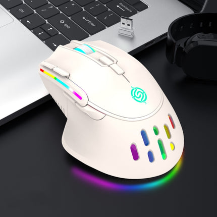 K-Snake BM520 9-button 3200DPI 2.4G RGB Wireless Dual-mode Gaming Mouse(White)-garmade.com