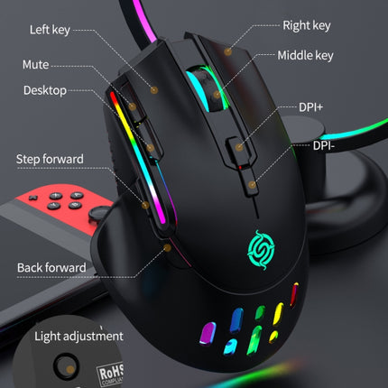 K-Snake BM520 9-button 3200DPI 2.4G RGB Wireless Dual-mode Gaming Mouse(Black)-garmade.com