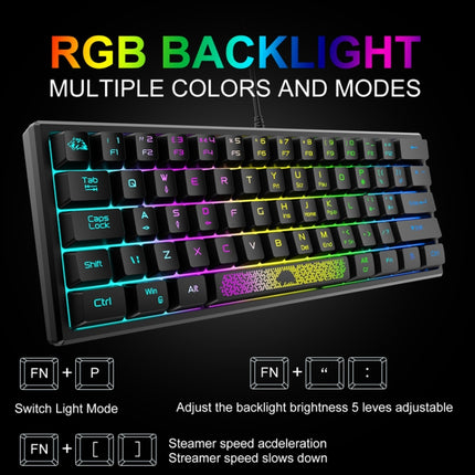 ZIYOULANG K61 62 Keys Game RGB Lighting Notebook Wired Keyboard, Cable Length: 1.5m(Black)-garmade.com