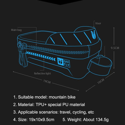 YIPINU QHEV-2 Mountain Bike EVA Hardshell Touch-Screen Waterproof Handlebar Bag(Blue)-garmade.com