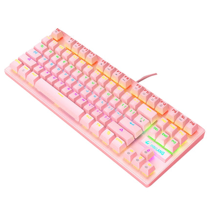 ZIYOULANG K2 87 Keys Office Laptop Punk Glowing Mechanical Wired Keyboard, Cable Length: 1.5m, Color: Pink-garmade.com