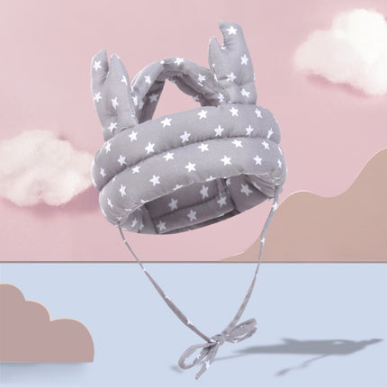 Baby Breathable Anti-fall Head Protective Cap Baby Protective Cap Toddler Bumper Cap, Spec: Gray Star Antlers-garmade.com