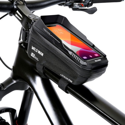 WILD MAN XT2 1L Bicycle EVA Hard Shell Waterproof Phone Touch Screen Beam Bag(Twill)-garmade.com
