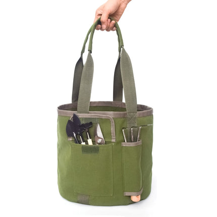 Rainproof Canvas Handbag Garden Tool Bucket Bag(Green)-garmade.com