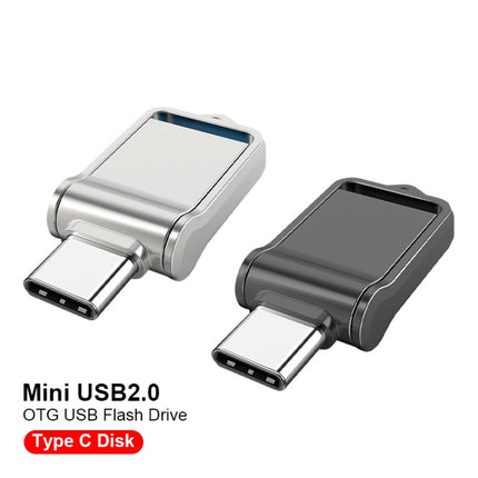 64GB USB 2.0 + Type-C/USB-C High Speed Mini Computer and Phone Dual-purpose Rotary U Disk(Black)-garmade.com