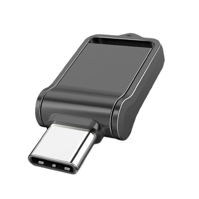 128GB USB 2.0 + Type-C/USB-C High Speed Mini Computer and Phone Dual-purpose Rotary U Disk(Black)-garmade.com