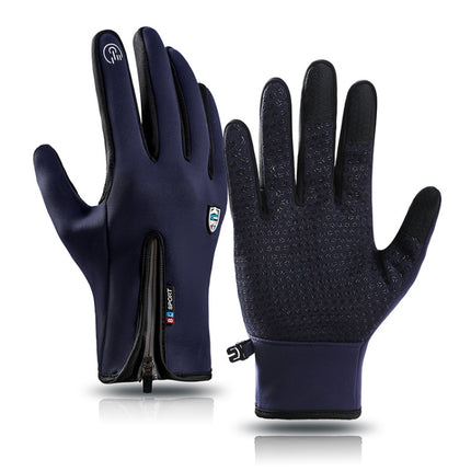 A045 Cycling Gloves Touch Screen Windproof Waterproof Sport Keep Warm Gloves, Size: M(Navy)-garmade.com