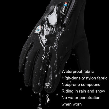 A045 Cycling Gloves Touch Screen Windproof Waterproof Sport Keep Warm Gloves, Size: XL(Black)-garmade.com