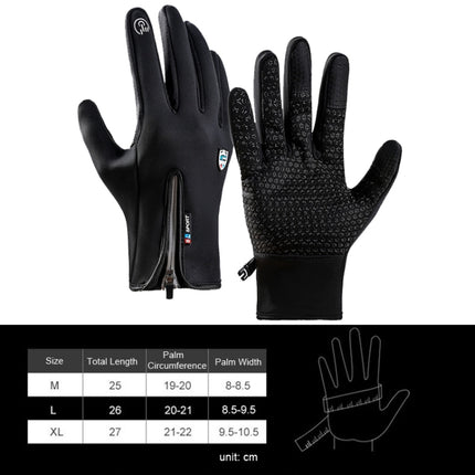 A045 Cycling Gloves Touch Screen Windproof Waterproof Sport Keep Warm Gloves, Size: XL(Black)-garmade.com