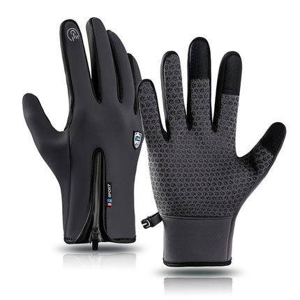 A045 Cycling Gloves Touch Screen Windproof Waterproof Sport Keep Warm Gloves, Size: L(Gray)-garmade.com