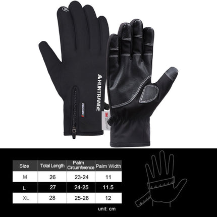 HUNTRANGE A023 Outdoor Waterproof Sports Riding Velvet Touch Screen Gloves, Size: M(Black)-garmade.com