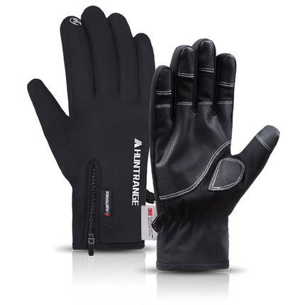 HUNTRANGE A023 Outdoor Waterproof Sports Riding Velvet Touch Screen Gloves, Size: L(Black)-garmade.com