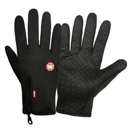 Winter Outdoor Riding Sports Waterproof Touch Screen Glove, Size: M(H041 Black)-garmade.com