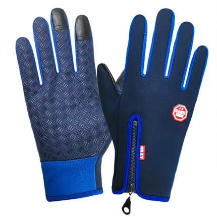 Winter Outdoor Riding Sports Waterproof Touch Screen Glove, Size: M(H043 Blue)-garmade.com