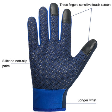 Winter Outdoor Riding Sports Waterproof Touch Screen Glove, Size: L(H043 Blue)-garmade.com
