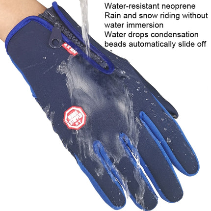 Winter Outdoor Riding Sports Waterproof Touch Screen Glove, Size: L(H043 Blue)-garmade.com