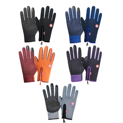 Winter Outdoor Riding Sports Waterproof Touch Screen Glove, Size: L(H043 Purple)-garmade.com