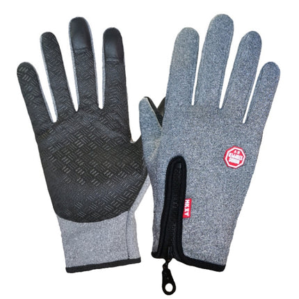 Winter Outdoor Riding Sports Waterproof Touch Screen Glove, Size: L(H043 Hemp Gray)-garmade.com