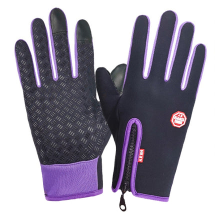 Winter Outdoor Riding Sports Waterproof Touch Screen Glove, Size: XL(H043 Purple)-garmade.com