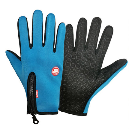 Winter Outdoor Riding Sports Waterproof Touch Screen Glove, Size: XXL(H041 Blue)-garmade.com