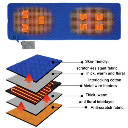 Winter USB Rechargeable Smart Seven Zone Heating Anti-cold Sleeping Bag Pad(Blue Orange)-garmade.com
