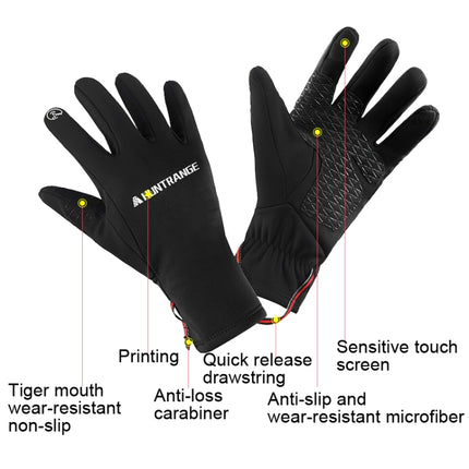 HUNTRANGE A037 Plus Velvet Sports Windproof Waterproof Touch Screen Riding Gloves, Size: L(Gray)-garmade.com