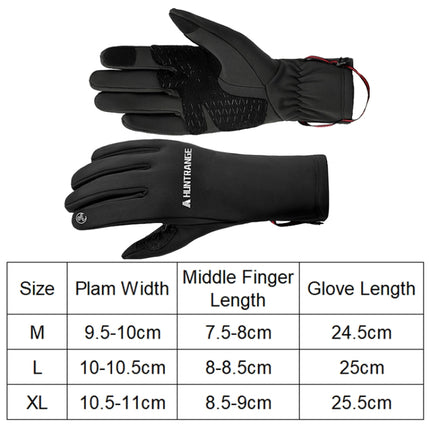 HUNTRANGE A037 Plus Velvet Sports Windproof Waterproof Touch Screen Riding Gloves, Size: XL(Black)-garmade.com