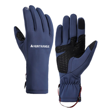 HUNTRANGE A037 Plus Velvet Sports Windproof Waterproof Touch Screen Riding Gloves, Size: L(Navy)-garmade.com