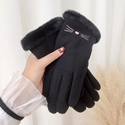 A56 Keep Warm Touch Screen Plus Velvet Thick Anti-Cold Riding Gloves, Size: One Size(Black)-garmade.com