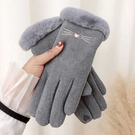 A56 Keep Warm Touch Screen Plus Velvet Thick Anti-Cold Riding Gloves, Size: One Size(Gray)-garmade.com