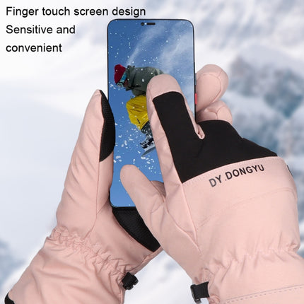 A064 Waterproof Cycling Touch Screen Cotton Gloves, Size: One Size(Men Black+Deep Gray)-garmade.com