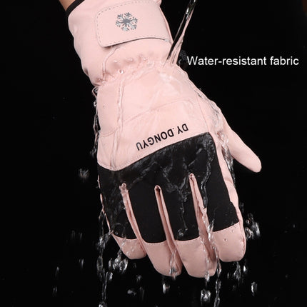 A064 Waterproof Cycling Touch Screen Cotton Gloves, Size: One Size(Women Pink+Light Gray)-garmade.com