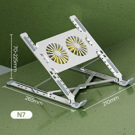 N7 Aluminum Alloy Laptop Stand Foldable Holder Notebook Stand With Fan Silver-garmade.com