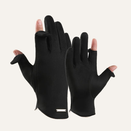 Touch Screen Plus Velvet Keep Warm Riding Gloves, Size: One Size(Men Black)-garmade.com