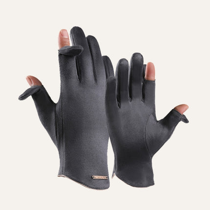 Touch Screen Plus Velvet Keep Warm Riding Gloves, Size: One Size(Men Gray)-garmade.com