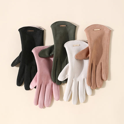 Touch Screen Plus Velvet Keep Warm Riding Gloves, Size: One Size(Women Pink)-garmade.com