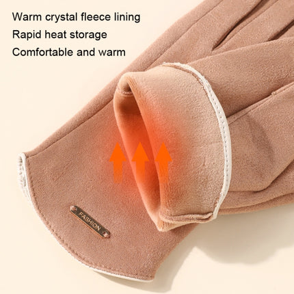 Touch Screen Plus Velvet Keep Warm Riding Gloves, Size: One Size(Women Pink)-garmade.com