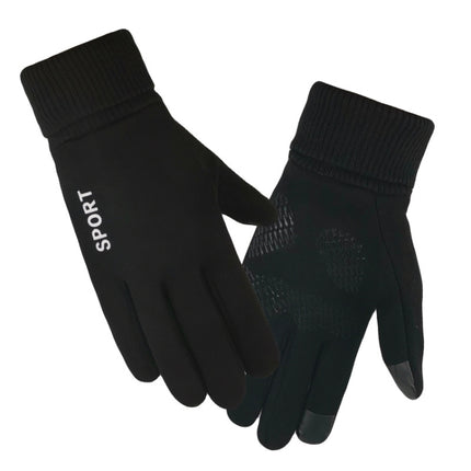 Q35 Suede Men Warm Gloves Touch Screen Sports Cycling Gloves, Size: One Size(Black)-garmade.com