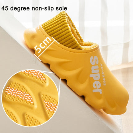 Winter Warm Velvet Thick Waterproof Cotton Slippers, Color: Yellow(38-39)-garmade.com
