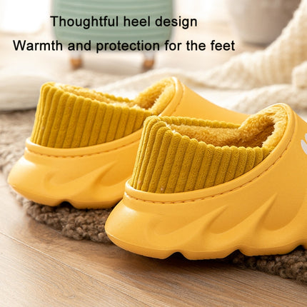 Winter Warm Velvet Thick Waterproof Cotton Slippers, Color: Blue Gray(36-37)-garmade.com