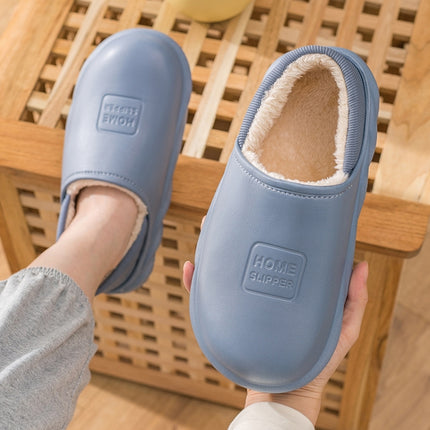 Winter Warm Velvet Thick Waterproof Cotton Slippers, Color: Blue Gray 599(40-41)-garmade.com