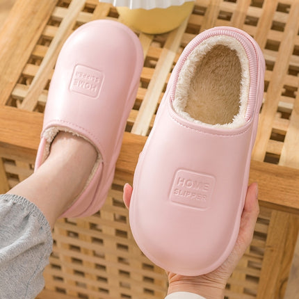 Winter Warm Velvet Thick Waterproof Cotton Slippers, Color: Pink 599(36-37)-garmade.com